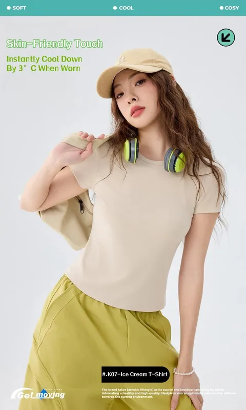 Soft Lightweight Breathable Short Sleeve T-Shirt Women Straight Shoulder Slim Fit Antibacterial Solid Simple Versatile — image 8