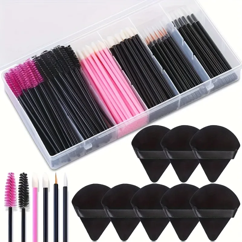 229 Buah Set Kuas Rias - 100 Bulu Mata & 100 Kuas Bibir dengan Kotak Penyimpanan Kit All-in-One untuk Pemula/Pro (Penggunaan Salon & Rumah)