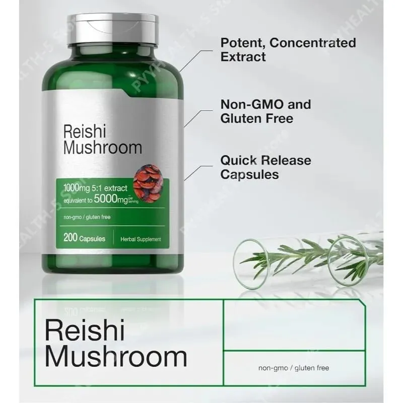 Reishi Mushroom Capsules | 200 Count | Non-GMO and Gluten Free Extract Supplement — image 4