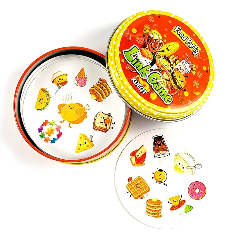 Metal Box Card Game Food Party Link Game Cards Family Interactive Matching Board Game Party Desktop Game Toy for Children Adults — image 1