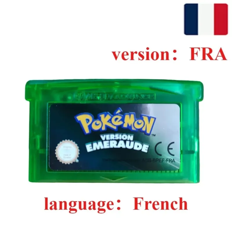 FRA Version French Pokemon Series 32 Bit Video Game Cartridge Emerald FireRed Leafgreen Ruby Sapphire GBA Game Card Toy Gift — image 2