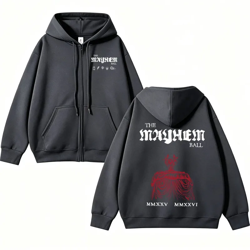 Lady Gaga The MAYHEM Ball Red Dress Zip Up Hoodies Fashion Pop Music Cardigan Sweatshirt Loose Fleece Casual Men Women Jackets — image 16