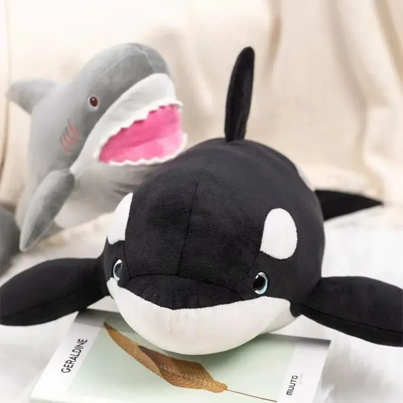 Animal Cartoon Simulated Killer whale Dolls PP Cotton Funny Great White Shark Plush Toys 32cm Kawaii Animals Plush Pillow — image 3