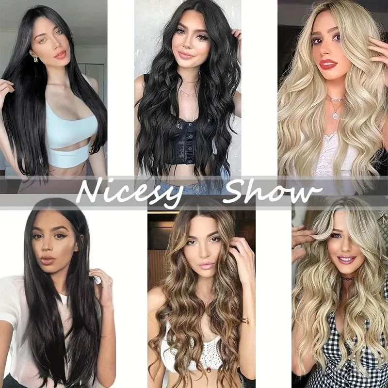 Synthetic 24Inch 7pcs/set Long Curly Clip In Hair Extensions Heat Resistant Fluffy Hairpiece for Women Daily Party Use — image 6