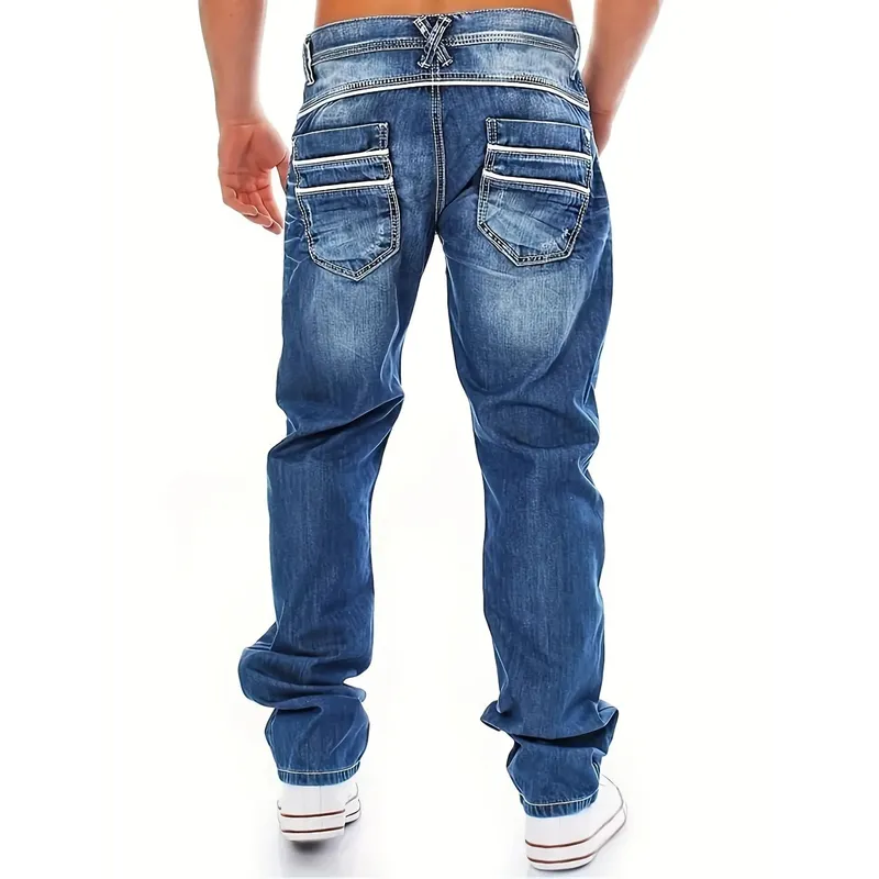 New Men's Retro Loose Casual Straight Leg Jeans Comfortable Classic Fit Men's Denim Pants — image 5