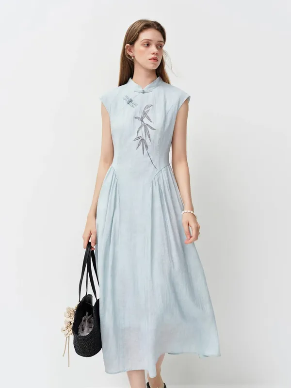 New Chinese Style Embroidery Slim-Fit Long Dress for Women 2026 Summer New Arrivals A-Line Waist-defining Skirt for Dates — image 7