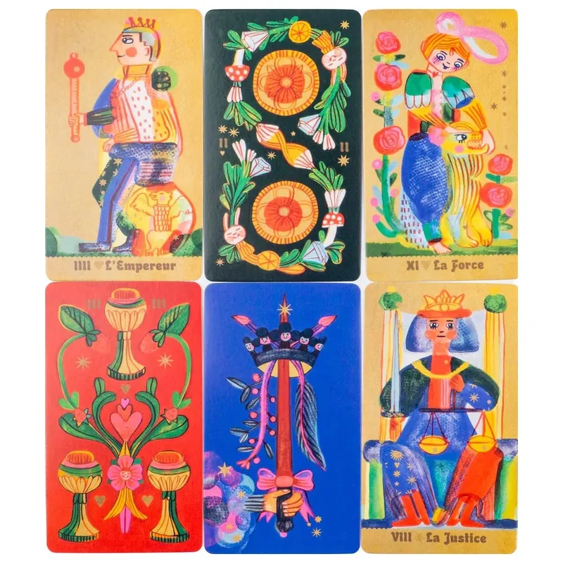 Pipspeak Tarot 10.3*6sm Dek 78 kad gaya Marseille yang Menarik Merangkul Dunia Pembacaan Pip yang Aneh — image 5