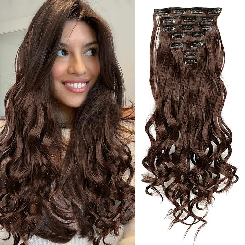 Synthetic Clip in Hair Extensions Purple hairpieces 7pcs/set 22inch Thick Hair for Women Girls Daily Party Cosplay — image 27