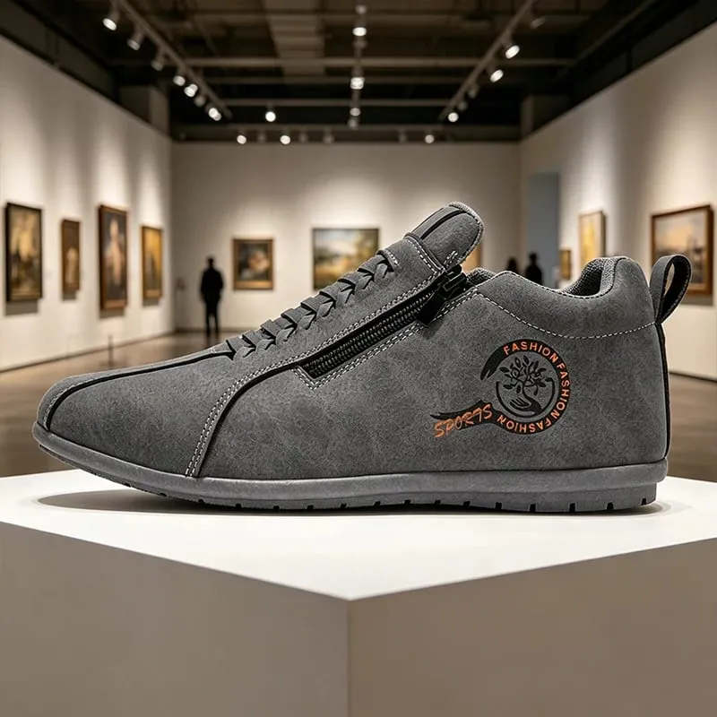 Men's Suede Side-Zip Casual Sneakers Low-Top Flat Sole Comfortable Walking Shoes for Men — image 1