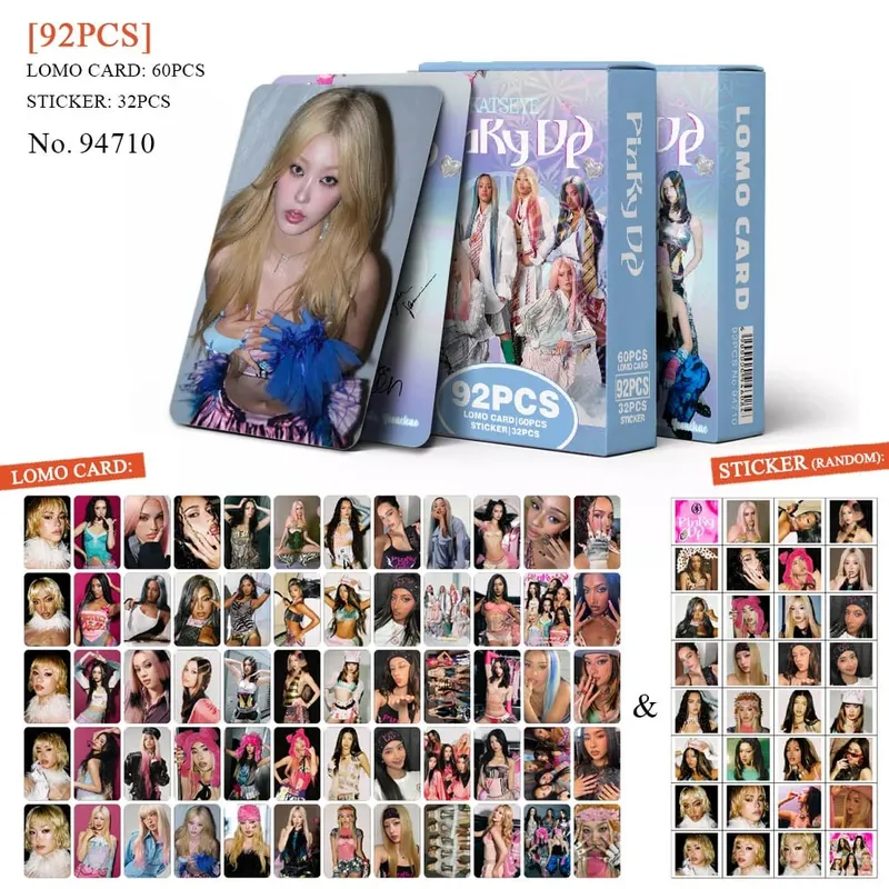 92pcs KATSEYE New Album PINKY UP Photo Card Photocards Stickers Kpop Merch Lomo Cards Set Fans Collection Cards Gifts