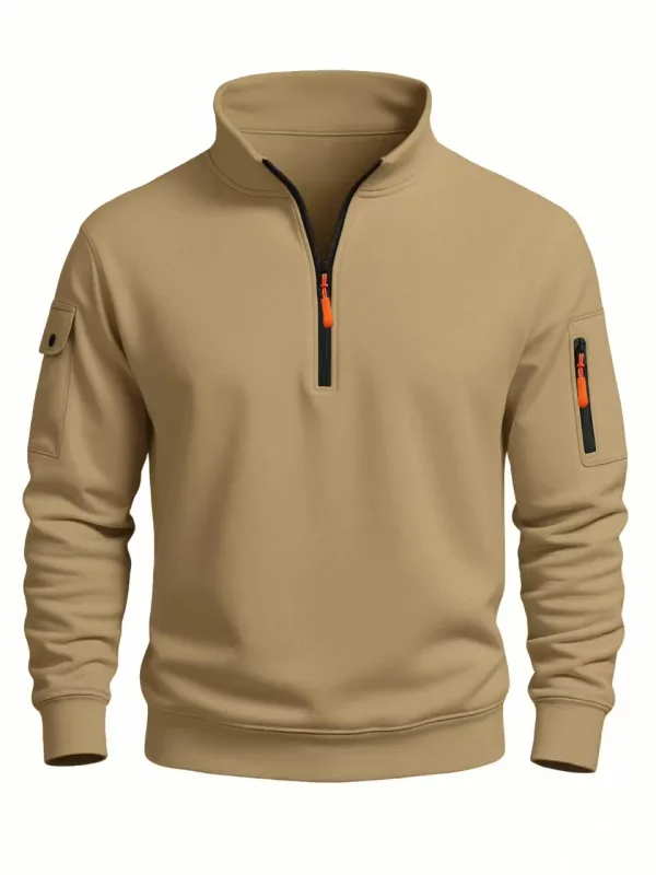 Men's Sweatshirt 2025 Autumn and Winter New Casual Sports Casual Long Sleeved High Neck Half Zipper Windproof Top — image 6