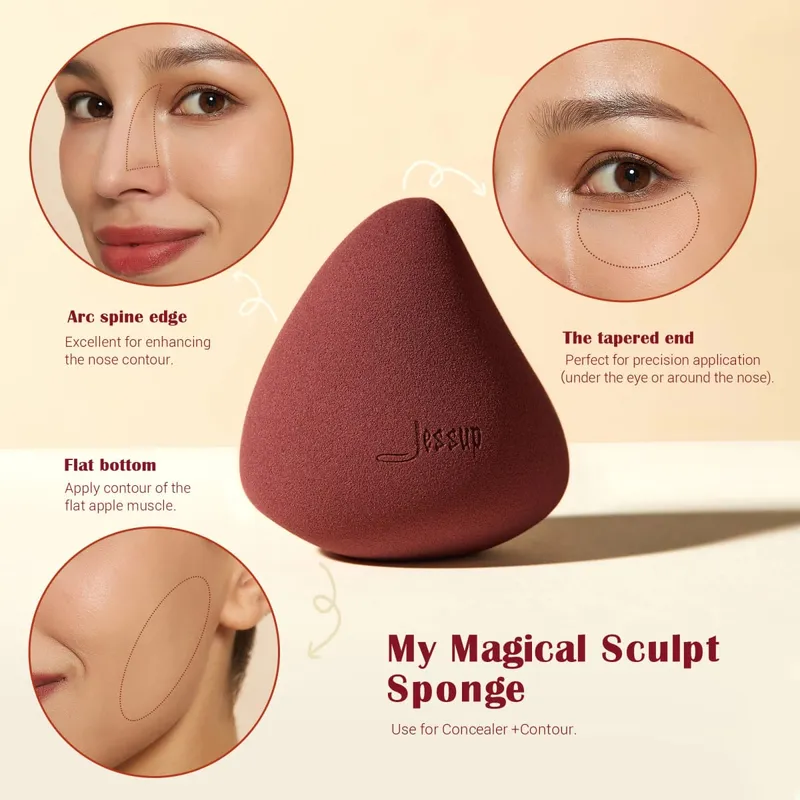 Jessup Makeup Brushes Set with Makeup Sponge 3/7pcs Double Sided Makeup Brush Foundation Blush Eyeshadow with Gift Box