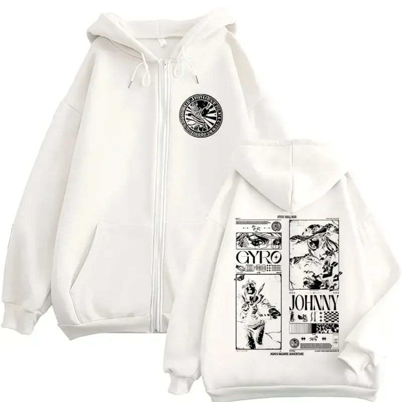 Anime Jojo Bizarre Adventure STEEL BALL RUN Zipper Hoodies Men Women Zip Up Hooded Sweatshirts Vintage Jackets Coats Streetwear — image 3