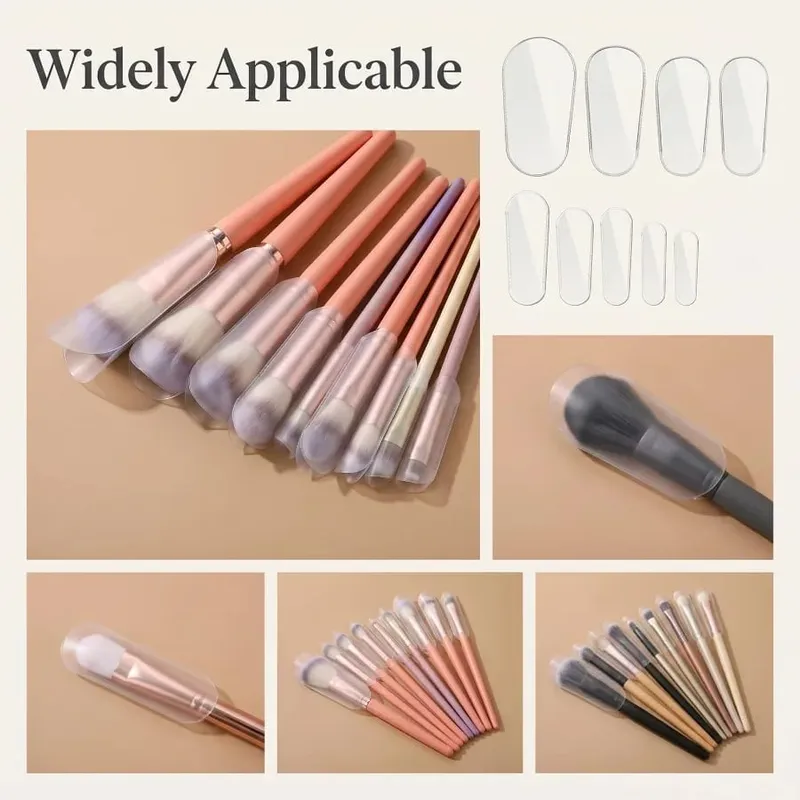 Housse anti-poussière pour pinceaux de maquillage, 9 tailles, sac de rangement transparent universel pour pinceaux de maquillage, housse de Protection étanche contre les poils, 18 pièces/ensemble