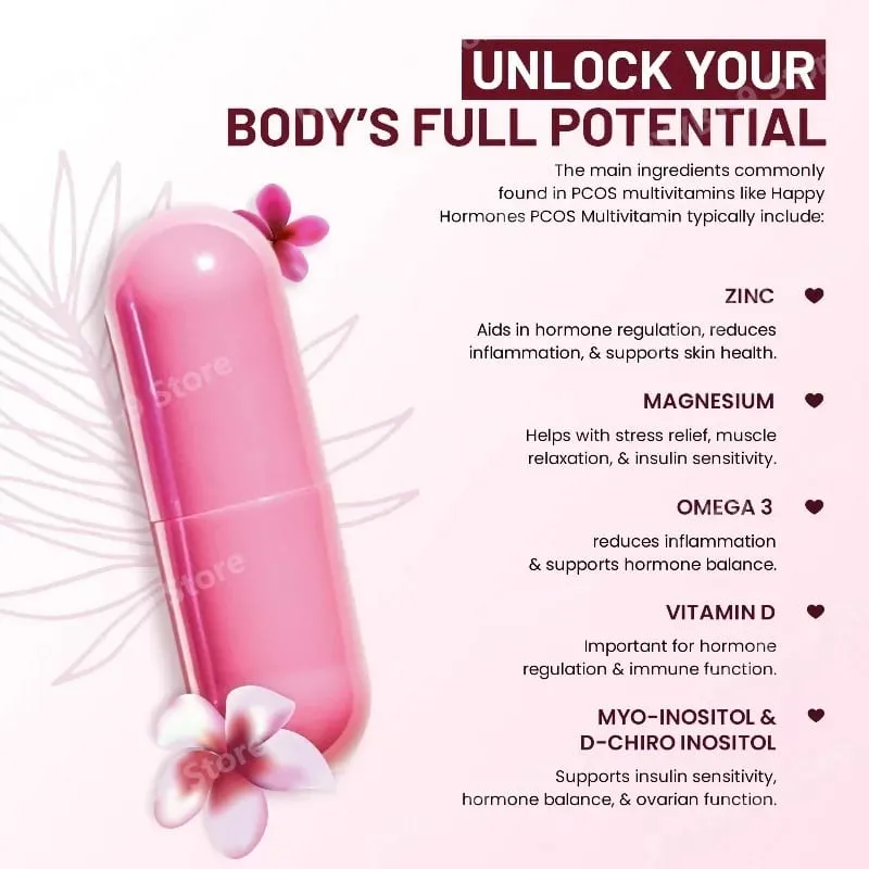 Happy Hormones Multivitamin Capsules for Women 120 CT Supports Hormonal Balance Myo-Inositol D-Chiro Inositol Omega 3 Vitamin D3 — image 4