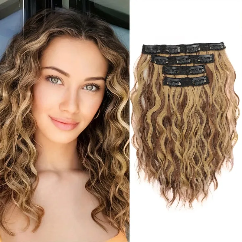 12 inch Four Piece Water Ripple Short Roll Clip Hair Extensions Suitable For Women's Daily Gatherings Gestivals And Celebrations