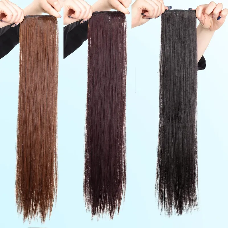 1 cái tổng hợp 16 “20"24" kẹp tóc Bộ tóc giả nữ nhẹ hàng đầu thay thế mái tóc dài thẳng