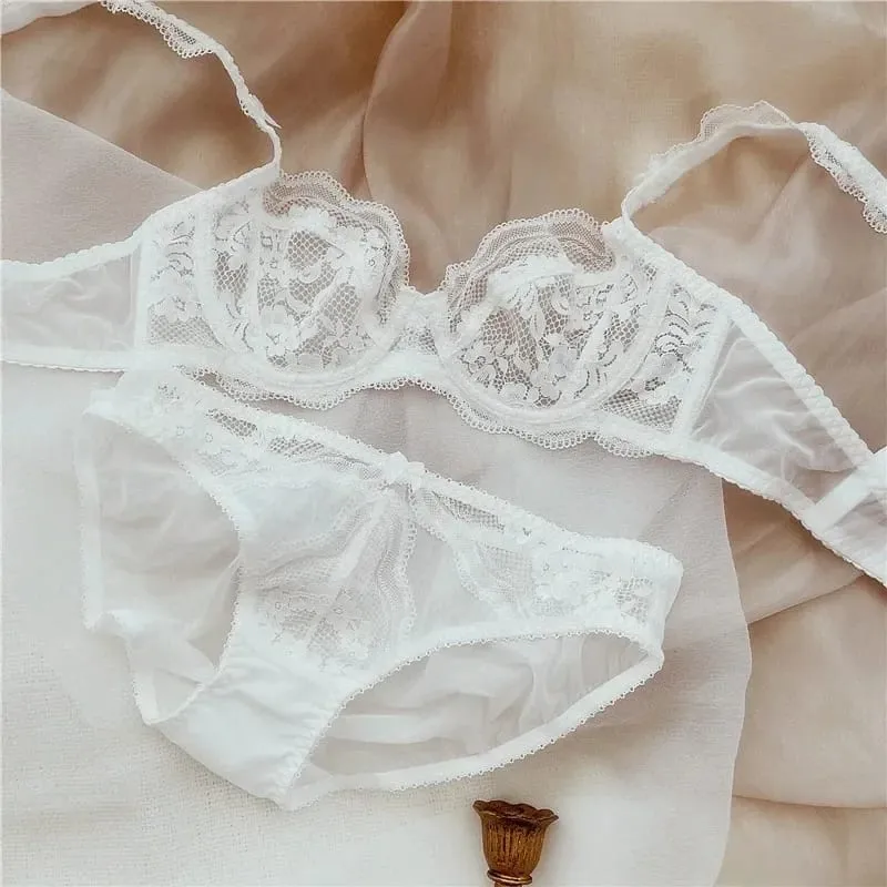 Ultra-Thin Lace Bra & Panty Set Push-Up with Light Padding Sheer Lingerie in Large Sizes — image 5