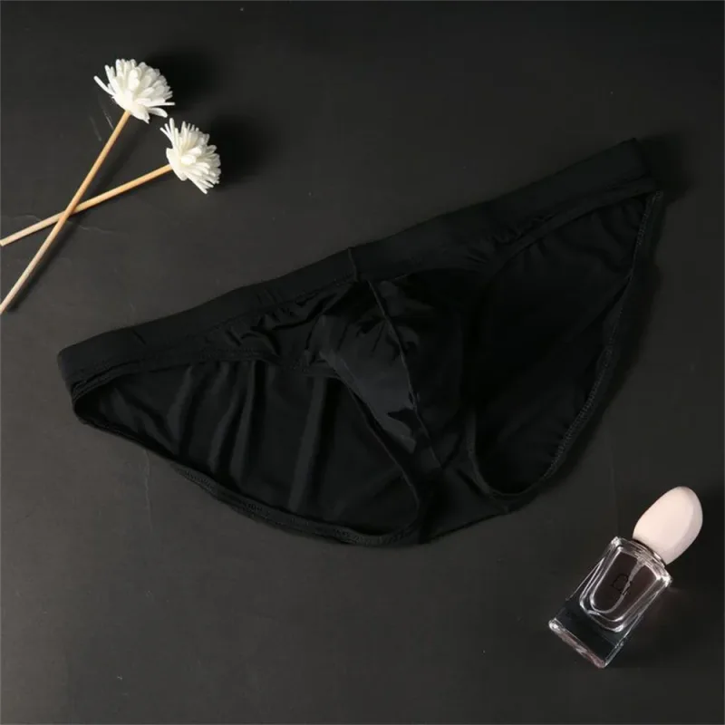 Plus Size M-4XL Man Ice Silk U Pouch Briefs Low Waist Translucent Nylon Underwear One-piece Sexy Ultra-thin Male Underpants — image 22