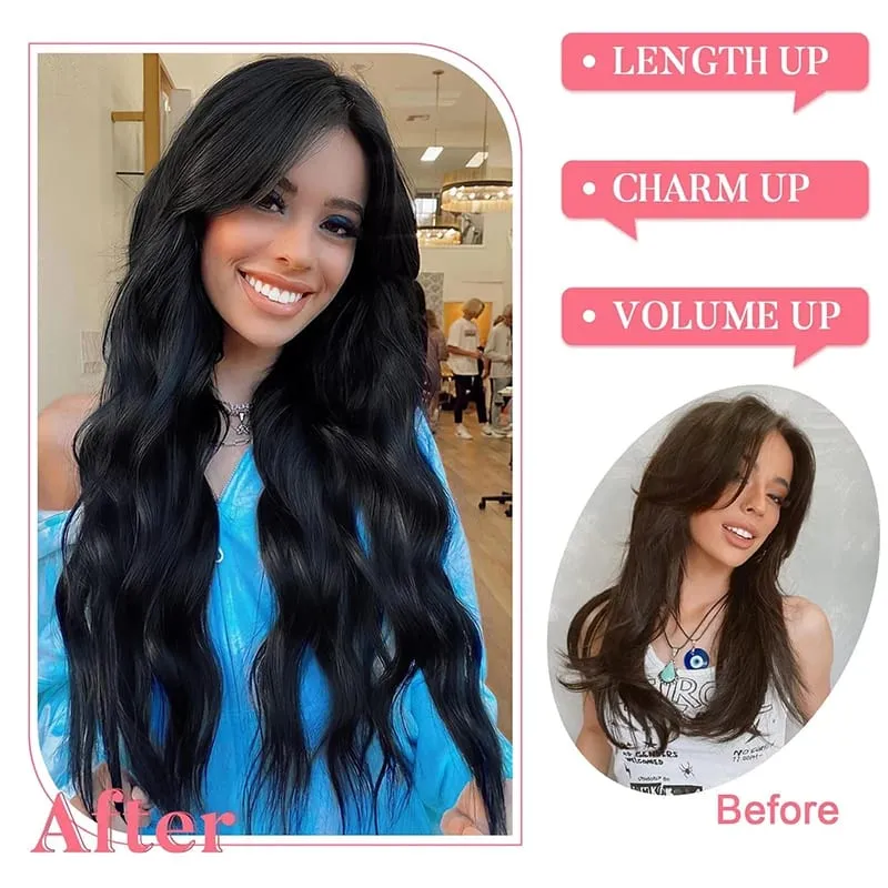 Long Wavy Synthetic Hair Extension 4pcs Clip In Hair Extensions Clip In 20 Inches Synthetic Soft And Natural Thick Hair Pieces — image 6