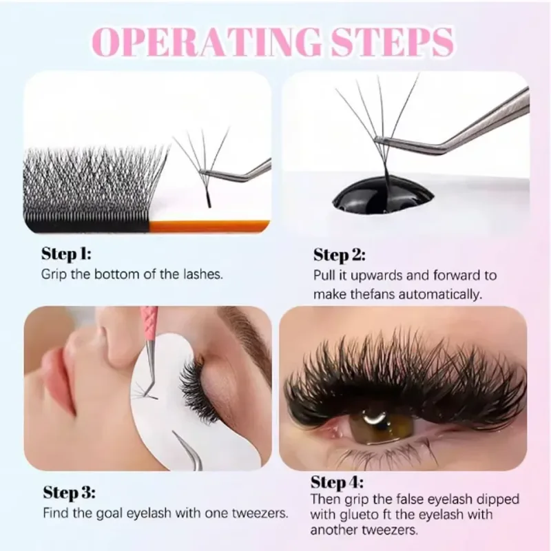 2D 3D 4D 5D W Shape Automatic Flowering Premade Fans Eyelash Extensions Natural Soft Individual Lashes Makeup Cilia