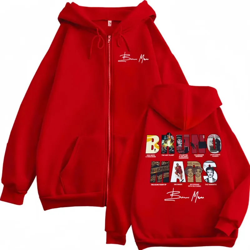 Bruno Mars The Romantic 2026 Album Cover Zip Up Hoodies Men Women Fashion Vintage Jacket Sweatshirt Fleece Cozy Zipper Pullovers — image 4