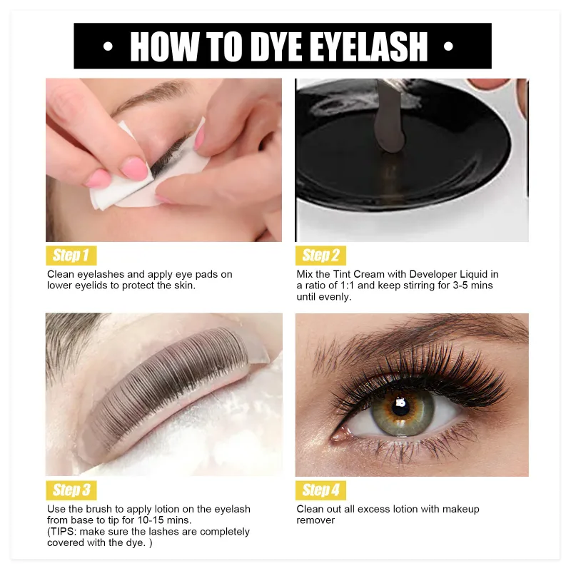 Eelhoe 2-en-1 ensemble de teinture de cils sourcils Lastin nourrissant soin des yeux maquillage durable Lifting imperméable cils plus épais Kits de teinture