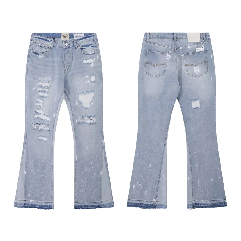 Denim Bell-bottoms Washed And Worn Patchwork Jeans — image 15