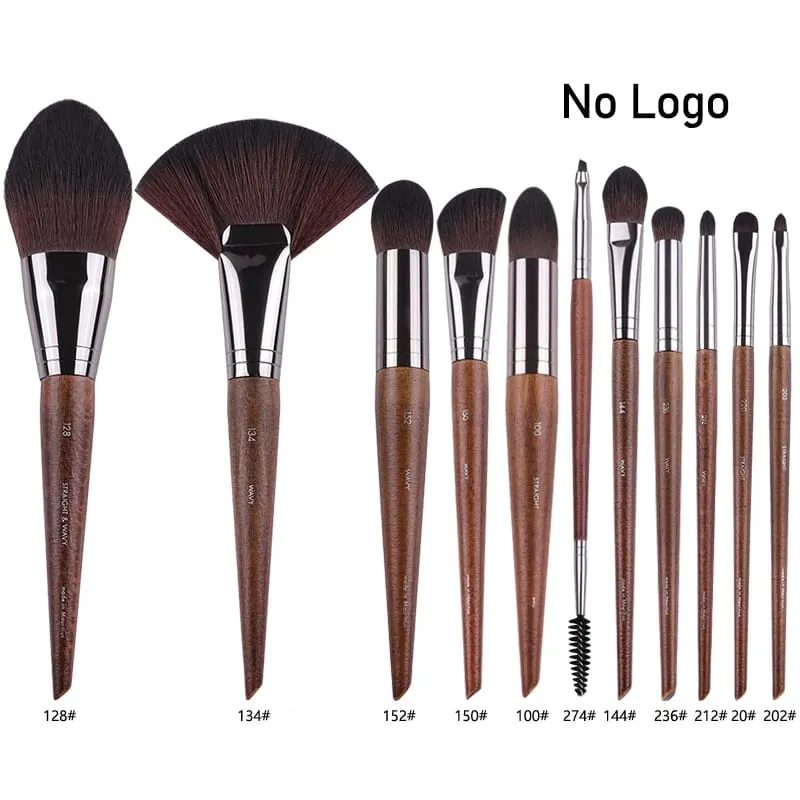 Pennelli per trucco occhi in legno naturale set completo Ombretto Pro Crease Kit per trucco sfumino evidenziatore sopracciglio Pennello per ciglia labbra pratico — image 16