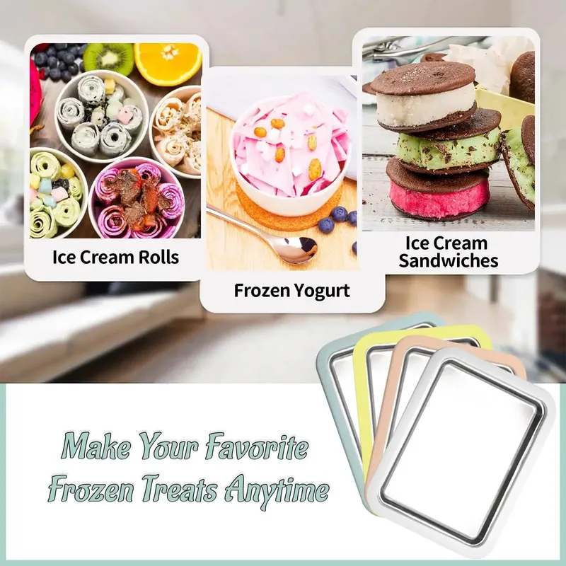 Multifunctional Rolled Ice Cream Maker Cold Sweet Fried Ice Pan DIY Household Frozen Yogurt Maker for Homemade Stir Fry Ice Tray — image 7