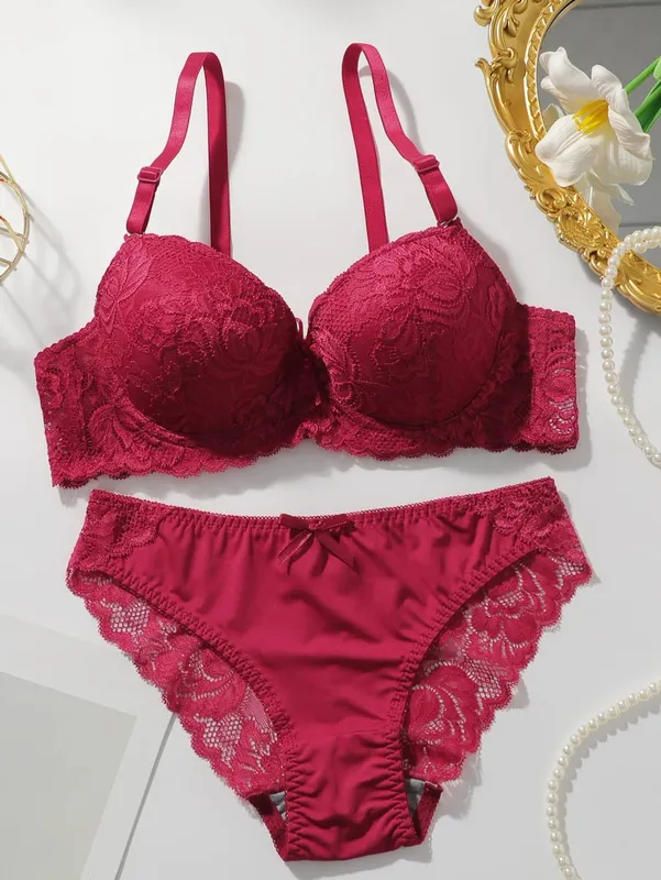 Women Lace Bra and Panty Sets Sexy Floral Print Push Up Underwear Women's Brassiere Intimate multicolored Lingerie Set A2155 — image 5