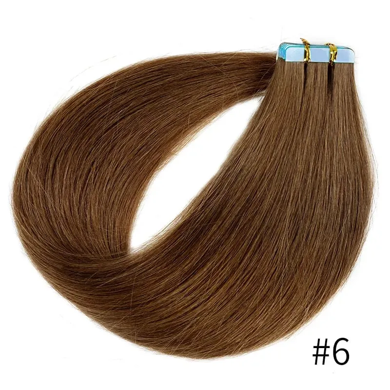 Veravicky #350 Tape in Hair Extensions Remy Human Hair Permanent Pre-taped Invisible Skin Weft Hairpieces Copper Red 20pcs/50G