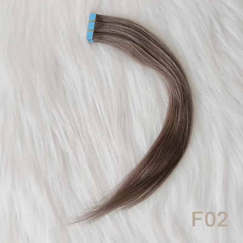 شريط صغير باللون الأرجواني الخزامى في وصلات شعر بشرية 12-24 بوصة شريط صغير خصلات شعر لاصقة غير ملحومة للكوسبلاي