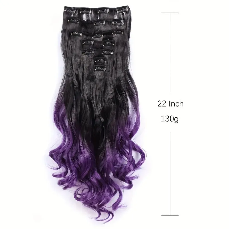 22 Polegada ombre cor sintético longo encaracolado extensões de cabelo clipe no cabelo fibra resistente ao calor para meninas acessórios de cabelo