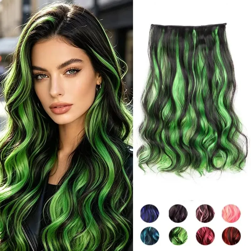 Synthetic 5 Clips in Hair Extensions Body wave Natural Hair Fake False Hair Piece Extentions For Women And Girl halloween wig — image 1