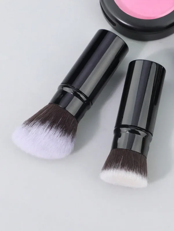 1-2 Telescopic Makeup Brushes Travel Kabuki Foundation Makeup Brushes Facial Blush Brushes Are Used To Mix Liquids Blushes