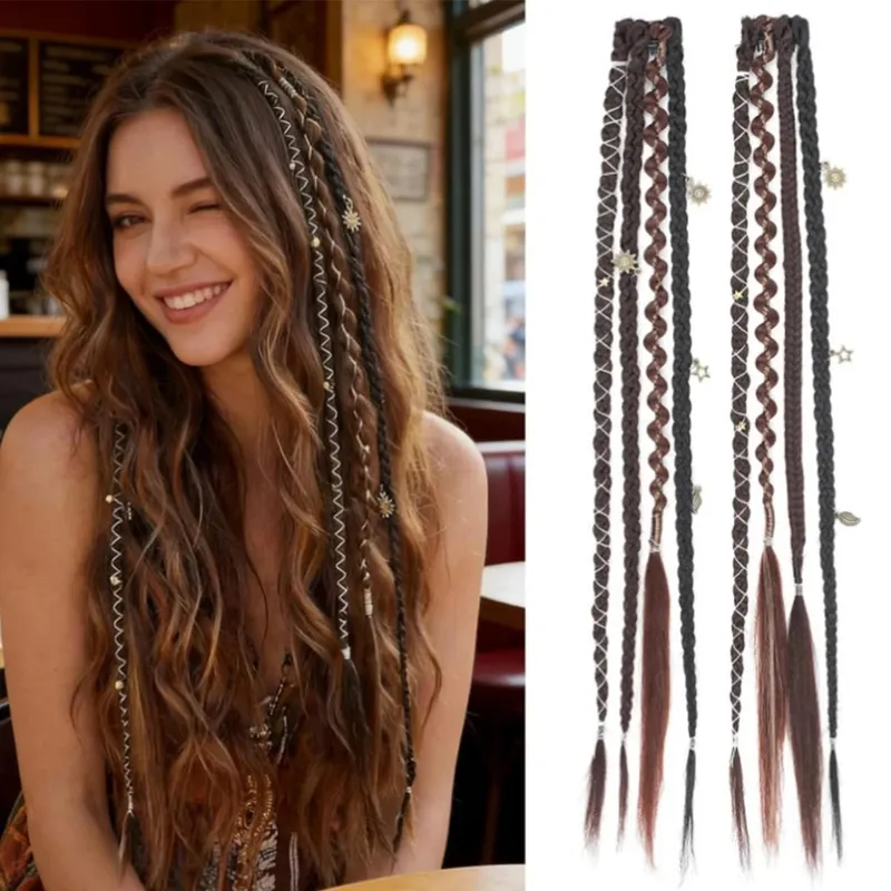Synthetic Bohemian style clip braid hair extension wig women braided twist braid hair accessories hair extension wig — image 9