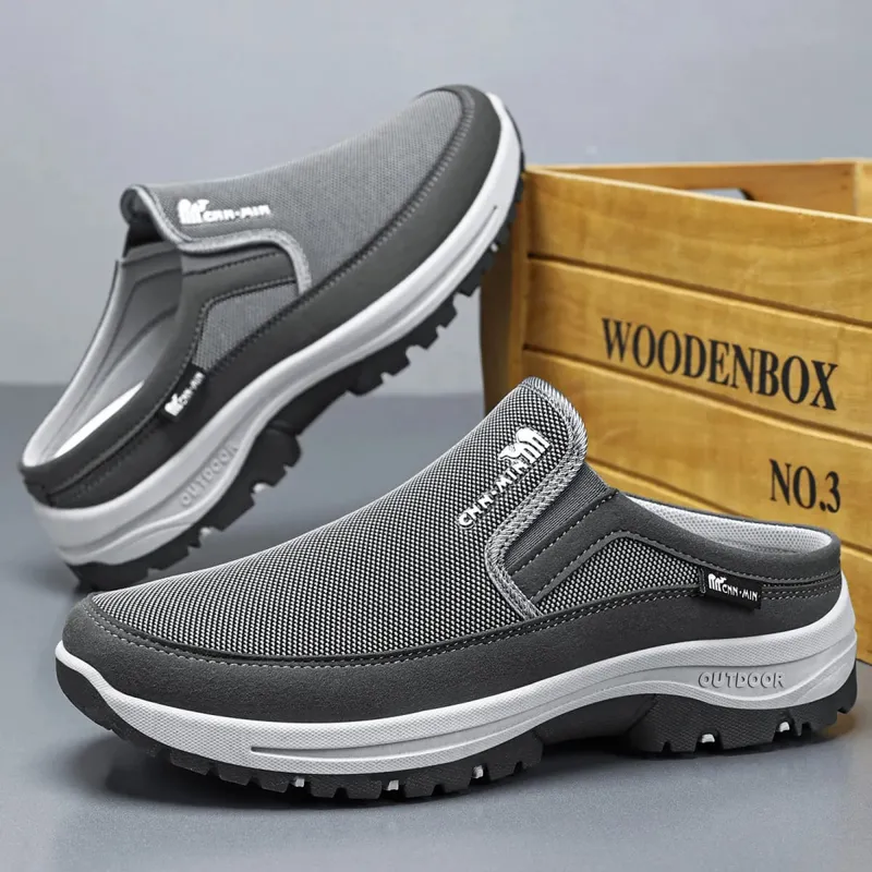 Men's shoes casual cloth shoes breathable lazy shoes toe caps outdoor sports half shoes — image 6