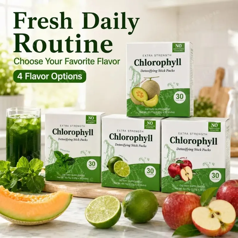 Chlorophyll Chlorophyllin 120mg Detox Stick Packs 30ct Sugar Free Prebiotic Gut Health Daily Support Non GMO Keto Supplement — image 2