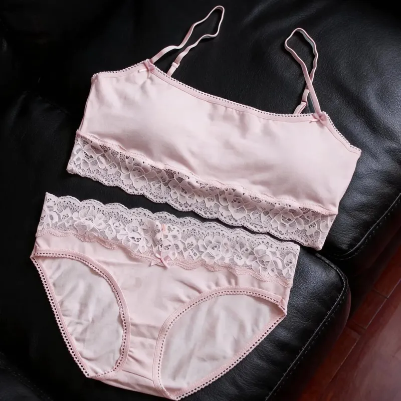 Women's Bra‑and‑Panty Set with Pads Spandex‑Cotton Material Hot‑girl Style Lace Comfort Lingerie Back‑Beauty Camisole Vest wi — image 2