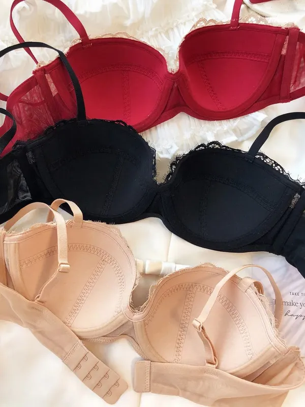 Sexy Lace Embroidery Lingerie Set for Women 1/2 Thin Cup Push Up Bra High Quality Seamless Comfort Underwear Plus Size Brassiere — image 3