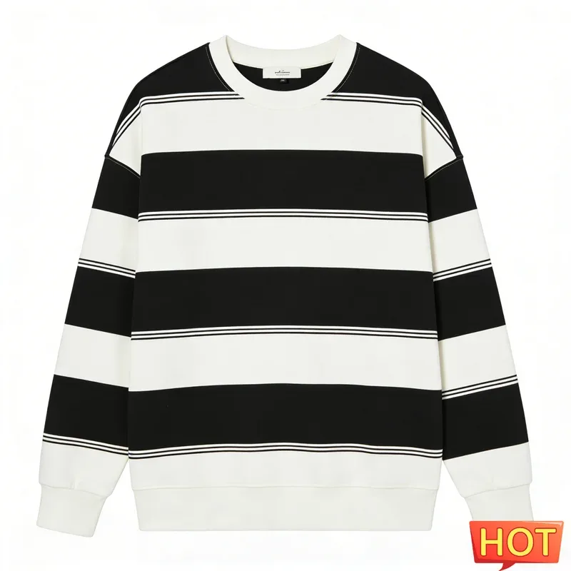 Simple Fashion Striped Pattern Sweatshirts For Men Casual Autumn 3D Printed Long Sleeve Hoodies Loose Daily Wear Basic Pullovers — image 3