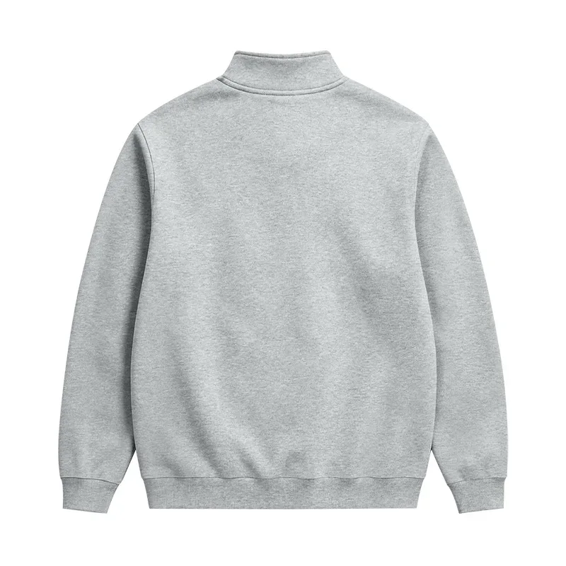 Men 2026 Autumn Winter Hot Item Fleece Lined Stand Collar Loose Vintage Sweatshirt Casual Commuter Fashion Male Daily Outerwear
