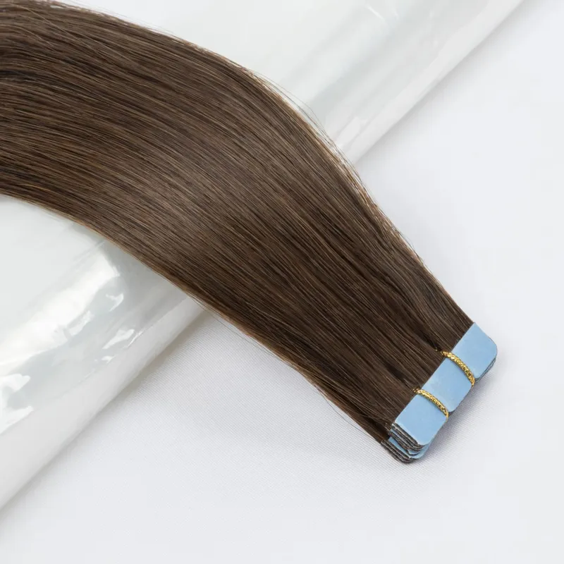 Human Hair Mini Tape In Extensions Skin Weft Machine Remy Natural Tape In 10pcs For Side Tape On Hair 12-24 Inch