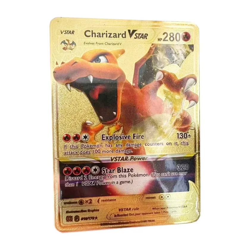 Pokemon Kartı Vmax Metal Pokémon Mektupları Pikachu Gx Mewtwo Charizard Vstar Anime Oyunları Oyuncaklar Altın Demir Oyun Kartları Çocuklar Hediyeler