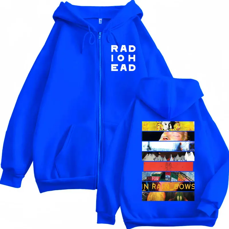 Rock Band Radiohead Album Graphic Zipper Hoodie Fashion Y2k Oversized Zip Up Pullovers Men Women Casual Long Sleeve Sweatshirts — image 4
