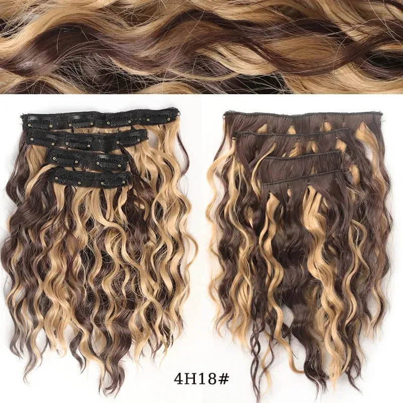 short curly Synthetic Burgundy 4-piece set of water ripple hair extension wig clip in woman's clip hair accessories hairpiece — image 8