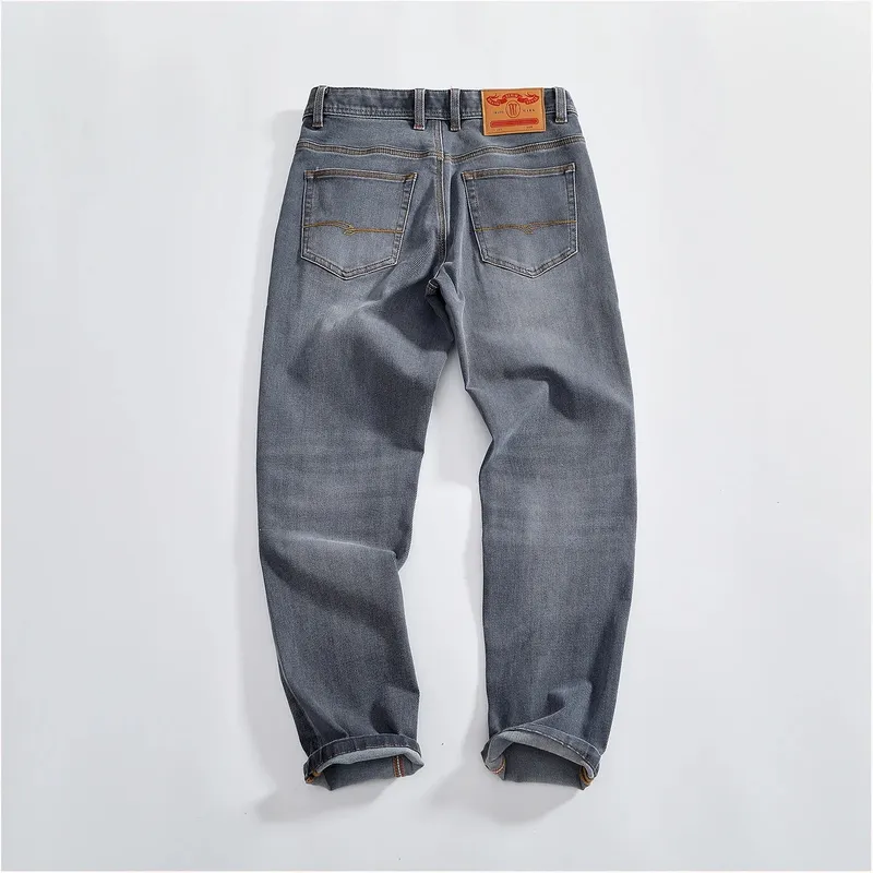 2026 Autumn New American Retro Wear-resistant Stretch Multiple Pockets Jeans Men's Fashion Washed Straight Conical Trousers — image 2