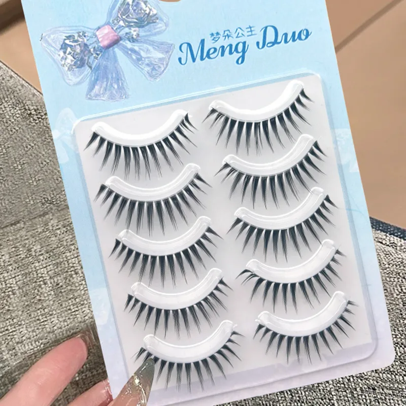 5pair Korean Style Manga False Eyelashes Natural Spiky Wispy Thick Eyelash Extension For Beauty Eye Cosplay Diy Makeup Tools