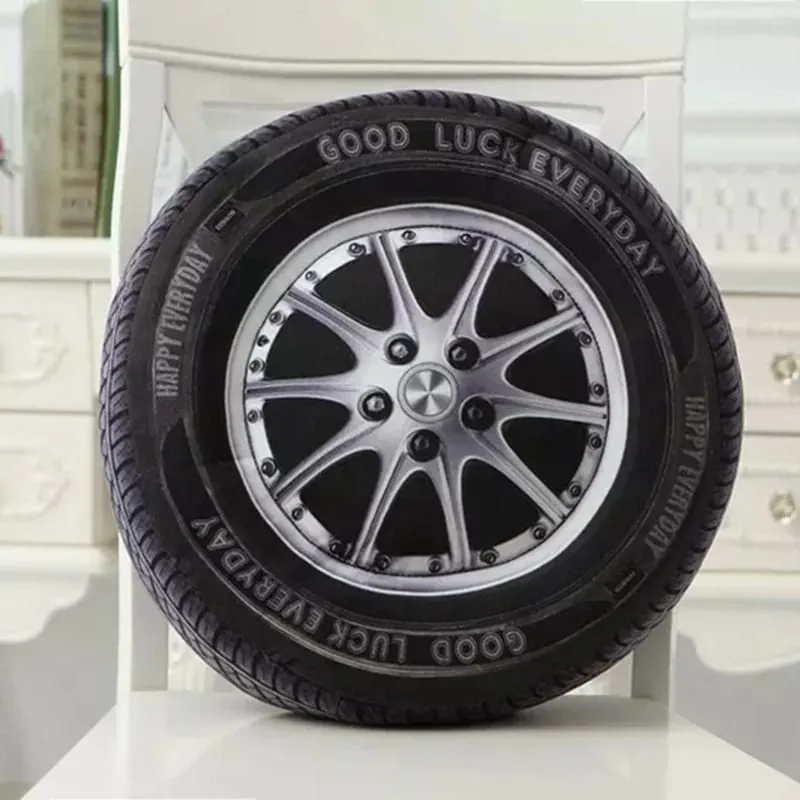 3D Simulation Car Tire Plush Pillow Realistic Printed Wheel Cushion Creative Funny Sofa Throw Pillow Auto Enthusiast Decor Gift